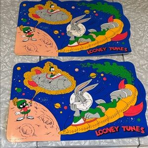 Looney Tunes 1991 Warner Bros. Set of 2 place mats. See description.